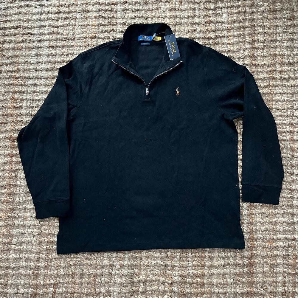 Polo Ralph Lauren Estate Rib Quarter Zip Pullover Black Men's XXL NWT $125